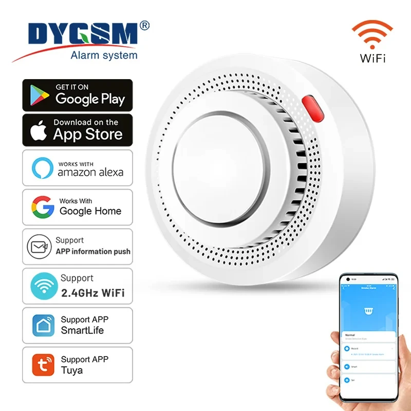 Tuya Smart WiFi Smoke Sensor Fire Protection Smoke Detector 85dB Sound Security 
