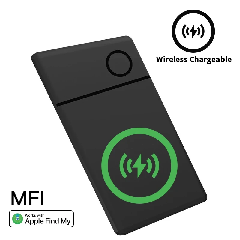 Wireless Rechargerable Smart Card Tracker Work with Apple Find My App Back Cover