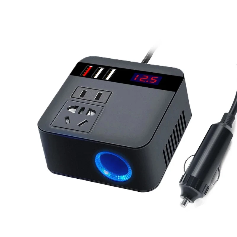 Car Inverter 150W Peak DC12V/24V to 110V/220V LED Display Sockets Power Inverter