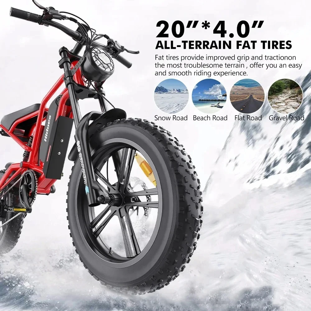 Hidoes B6 Electric Bicycle 1200W 48V15.6AH Ebike 20*4.0 Inch Fat Tire Off-Road M