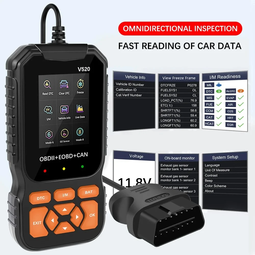 Professional Car Diagnostic Tool OBD2 Scanner Automotive DTC Lookup Code Reader Auto Engine System Lifetime Free