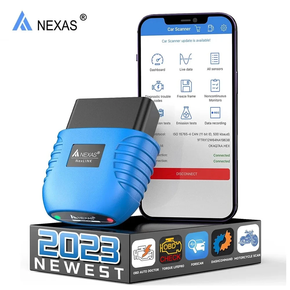 NEXAS NexLink Bluetooth 5.0 OBD2 EOBD Diagnostic Scanner for iOS Android Windows Fault Code Reader Diagnostic Scan Tool