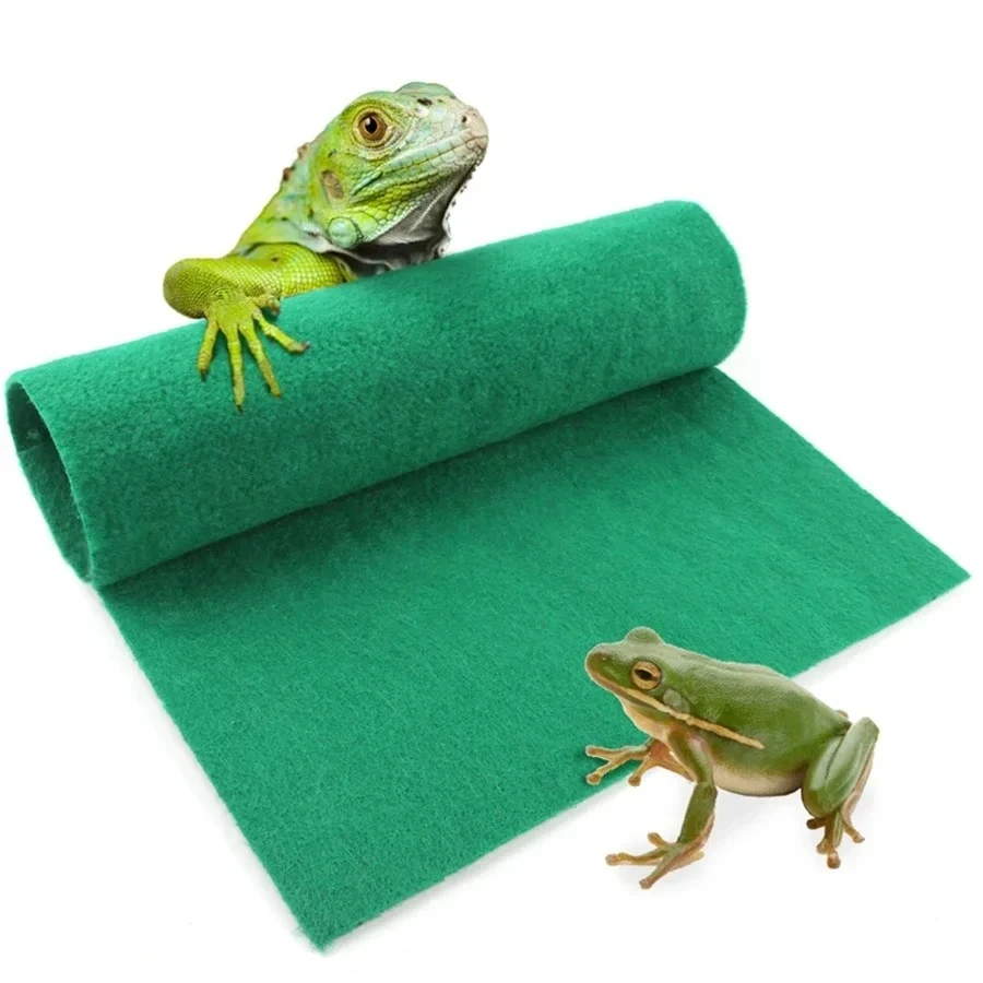 1pc thick green pet mat, horned frog crawling pet carpet, lizard water absorbing and moisturizing biomimetic mat material