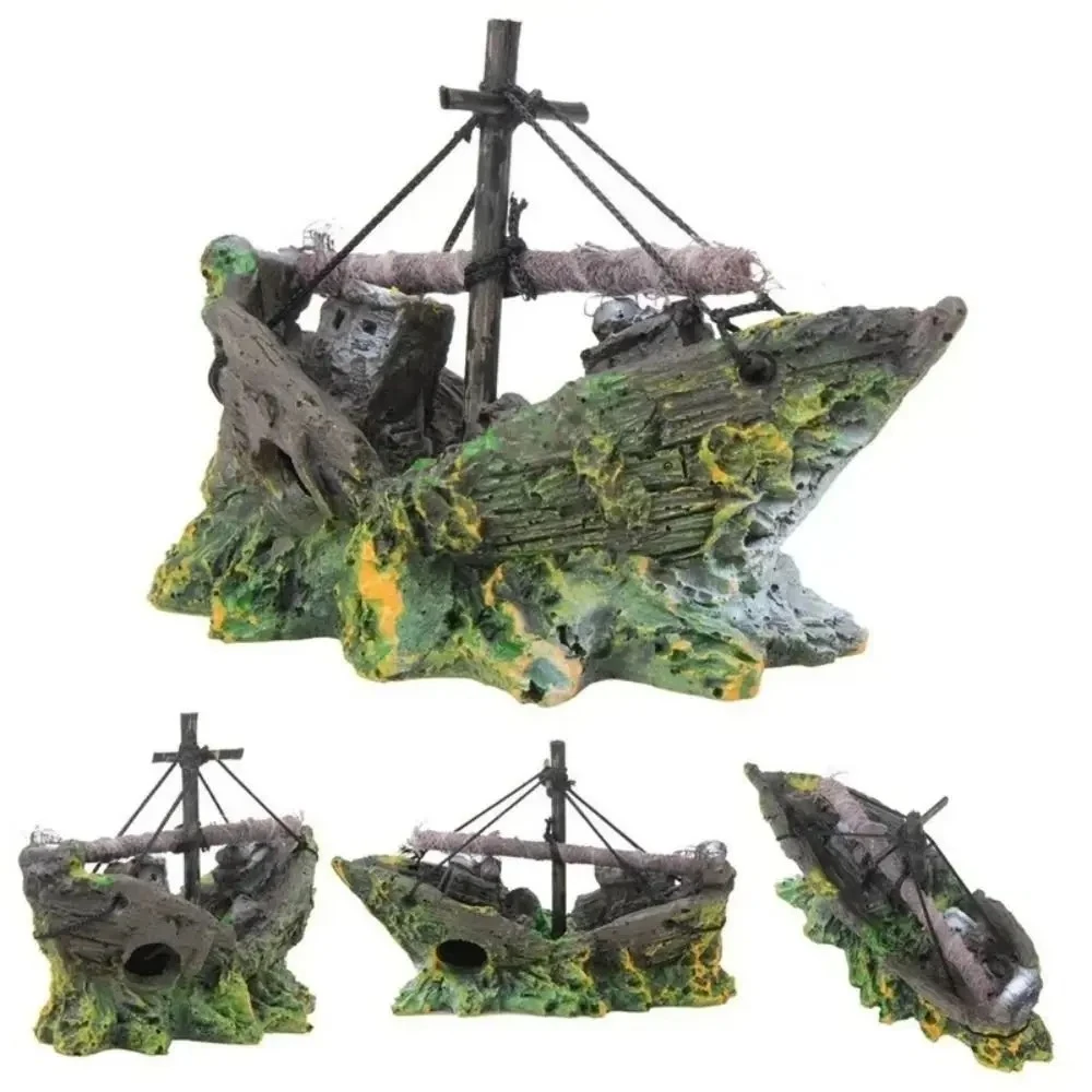 Resin Aquarium Landscape Decoration Home Decorations DIY Fish Tank Pirate Ship Wreck Creative Craft Wreck Ship Ornament Aquarium