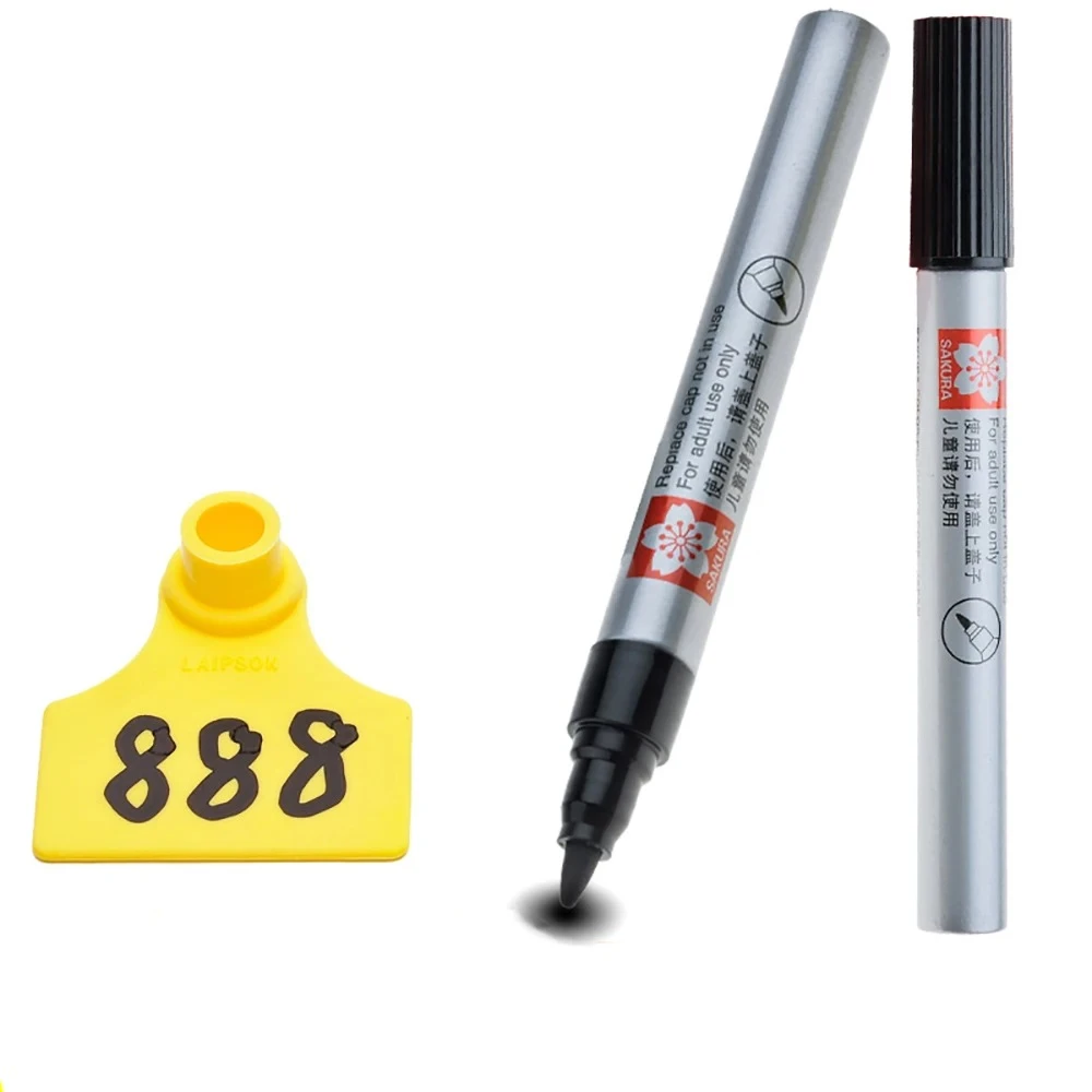 1PCS Ear Tag Marker Pen Marking Mark Black Dentification Permanent Cow Pig Sheep Tags Device Tools Veterinary Farming Tools
