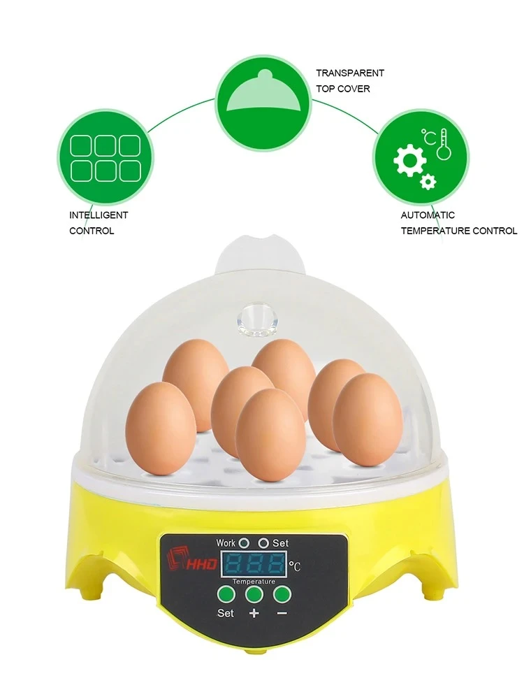 Mini Egg Incubator Brooder for Chicken Duck Bird Pigeon Poultry Incubator Adjustable Digital Temperature 7 Egg Automatic
