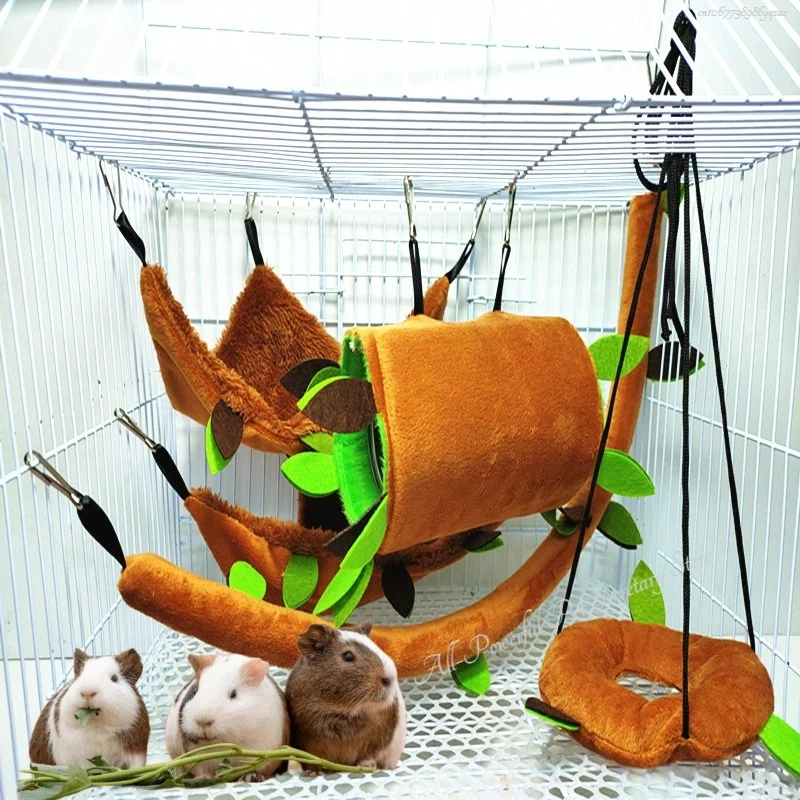 5pcs Plush Cotton Hamster Hammock Round Swing for Rats Rodent Small Animal Guinea Pig Ferret Double-layer Nests Pets Supplies