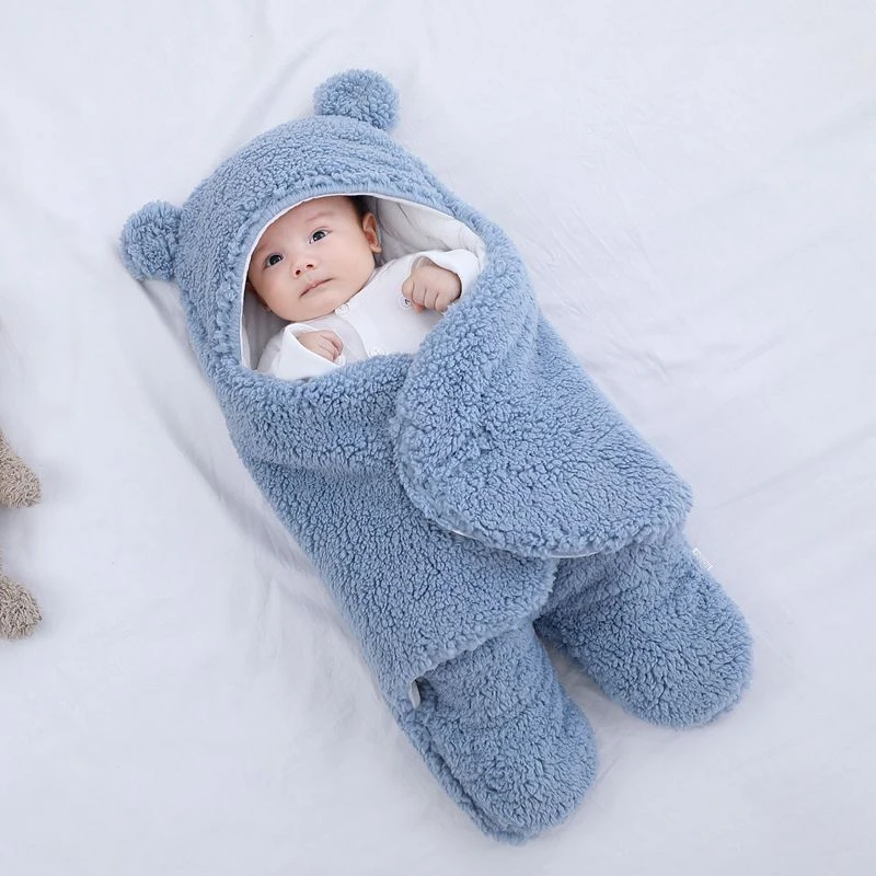 Autumn Winter Infant Toddler Thicken Cashmere Receiving Blankets 0-6M Newborn Sleeping Bag Swaddling Kids Accessories