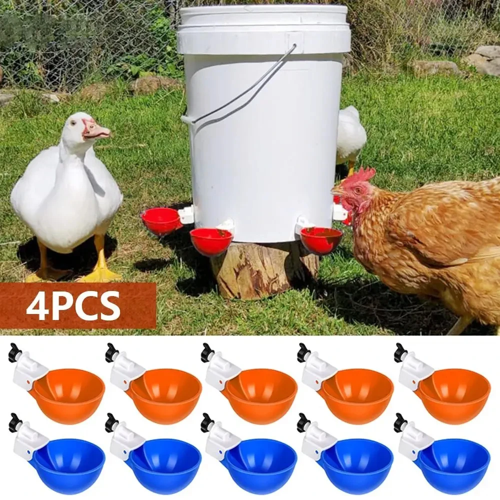 4PCS Poultry Kit Automatic Chicken Water Feeder Automatic Drinking Bowl Feeding Watering Supplie Drinking Cups
