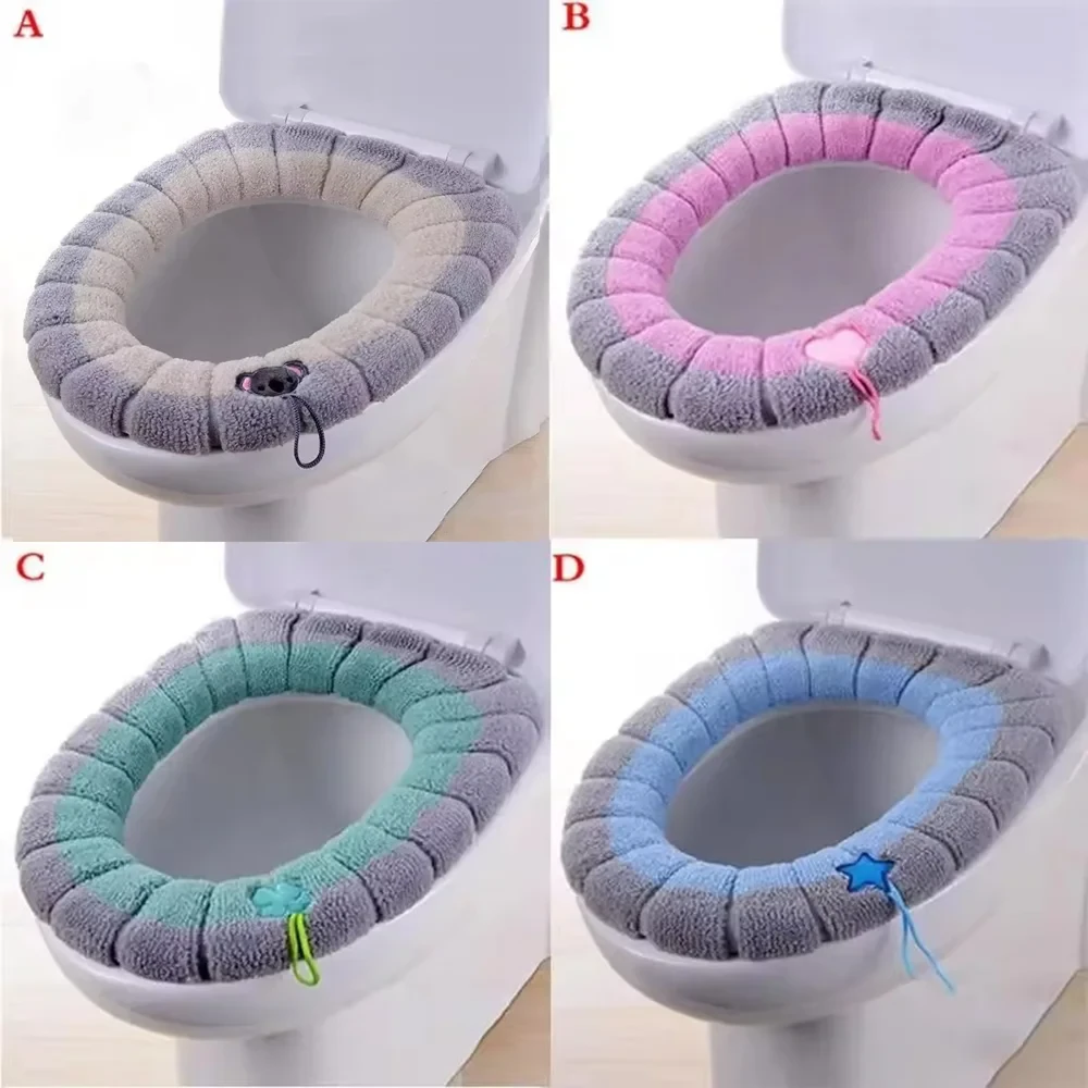 Season Universal Portable Soft Washable Thickening Winter Plush Toilet Seat Cover Mat Bathroom Toilet Pad With Accessories