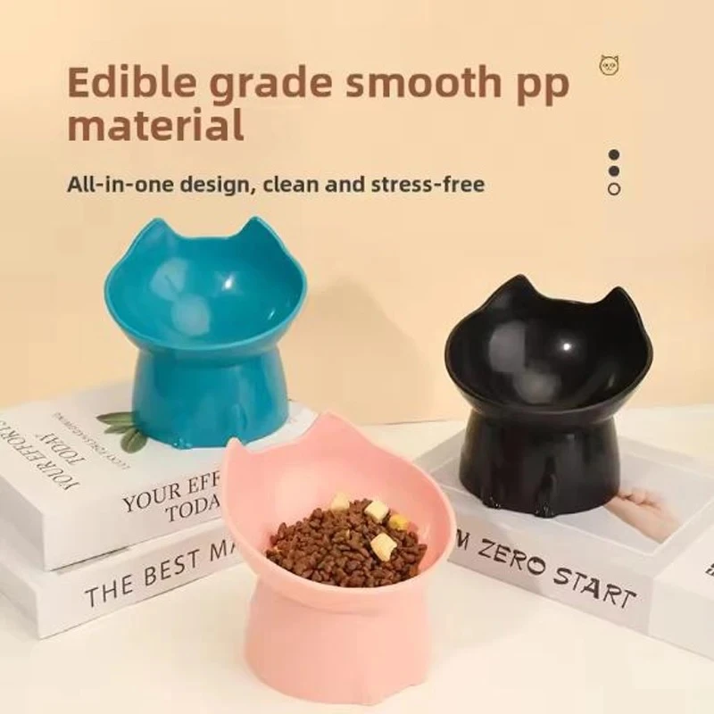 Cat bowl with long ears and high feet bowl with cat and dog neck protection and anti-overturning plastic raised pet bowl