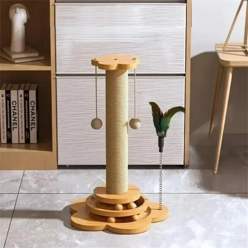 Pet Cat Toy Cat Turntable Funny Cat Stick Balls Durable Sisal Scratching Board