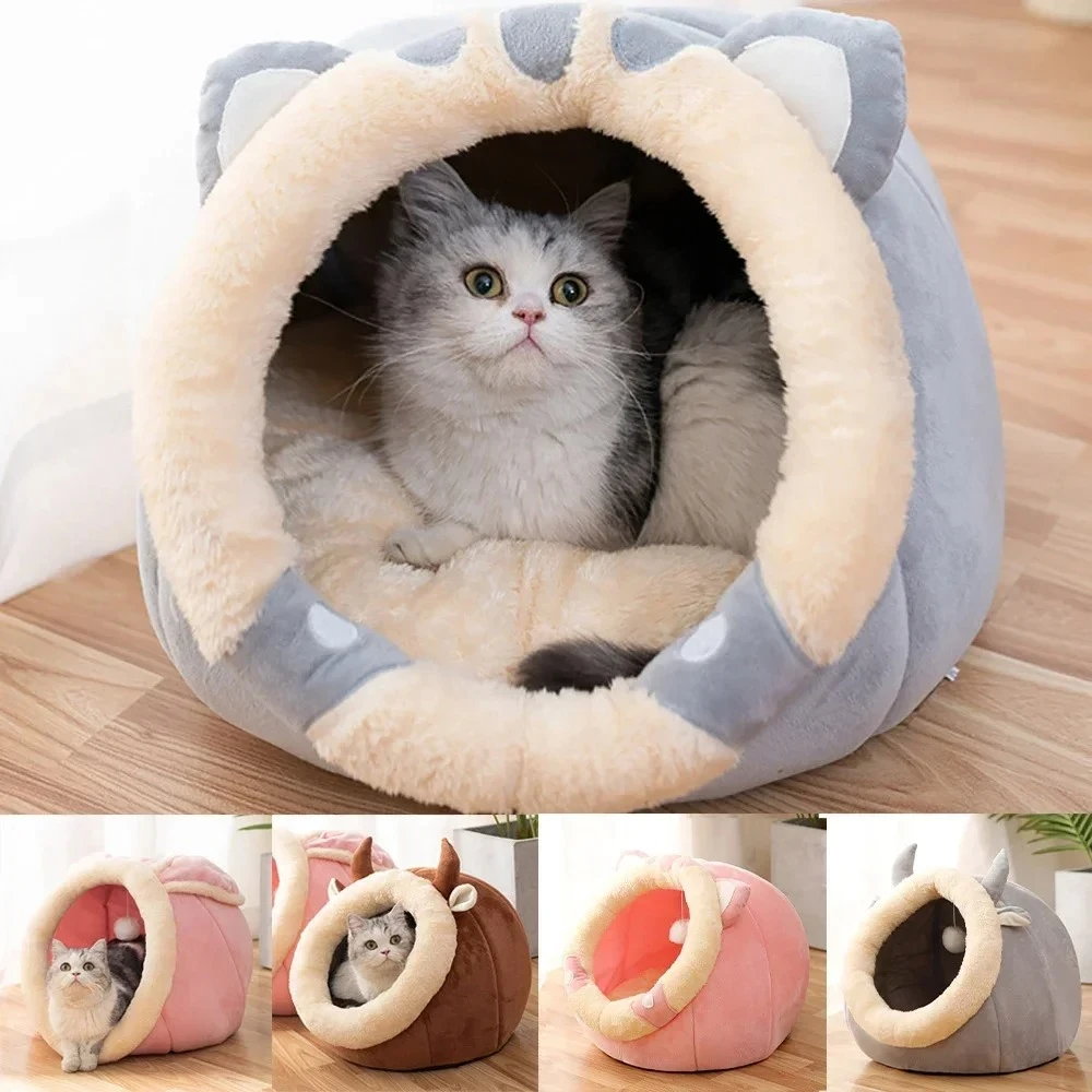 Super Cat Bed Warm Pet House Kitten Cave Cushion Pets House Warm Sleeping Dog Basket Tent Small Dog Mat Supplies Bed For Cats
