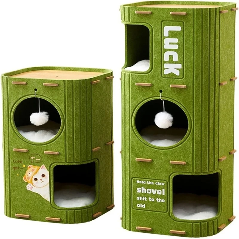 Perfect Tree Tower Cat Cave Bed Cat Tunnel House Indoor Pet Bed Semi Enclosed Kittens Puppies Modern Barrel Pet Furniture