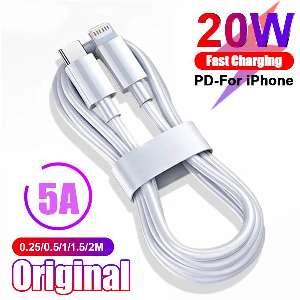 Original 20W PD USB Type C to Lighting Fast Charger Cable For Apple iPhone 14 13 12 11 Pro Max X XR 8 7 Plus iPad Data Sync Line