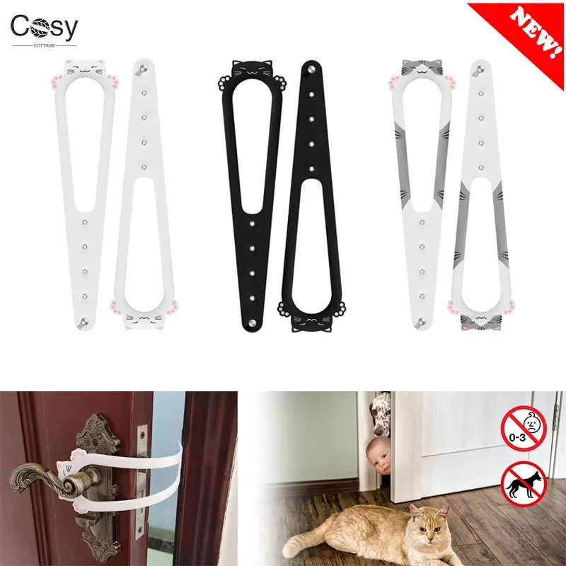 No Punching Door Holder Latch Prevents Dogs From Entering | Adjustable Gate Lock Flex Latch Strap Keeping Dog Out Pet Door Fence