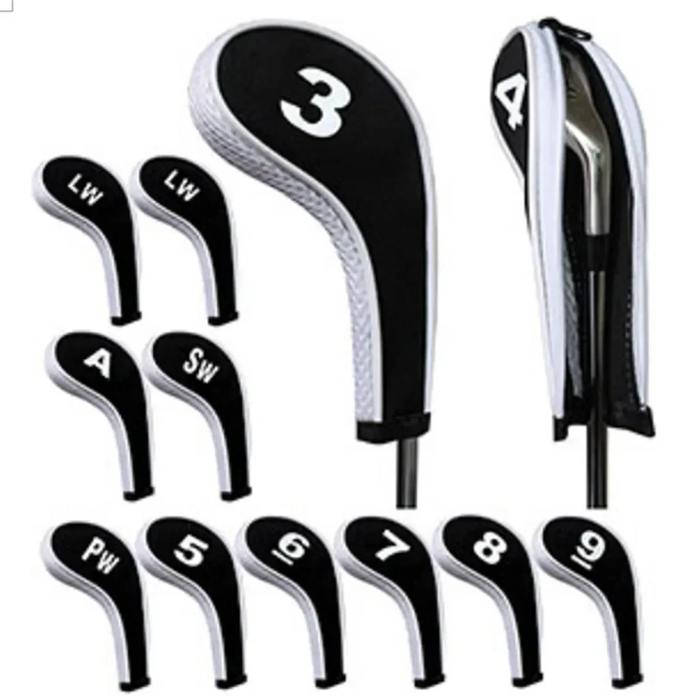 10 Pcs Golf Club Head Iron Covers Zippered Neoprene Protective Portable Durable Tool new