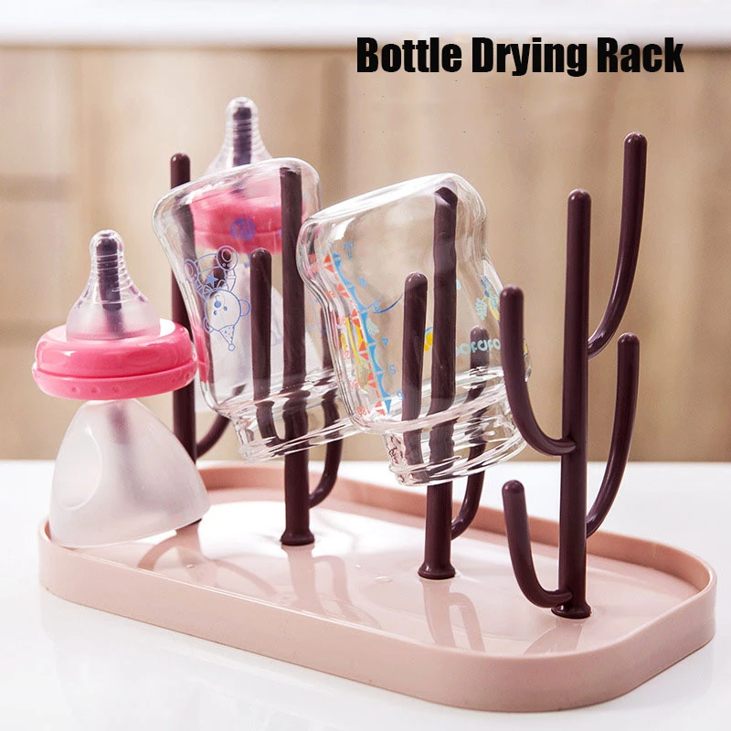 Baby Bottle Countertop Drying Rack Detachable Toddler Sippy Cups Infant Dishes Dryer Holder With Drainer Tray Baby Accessories