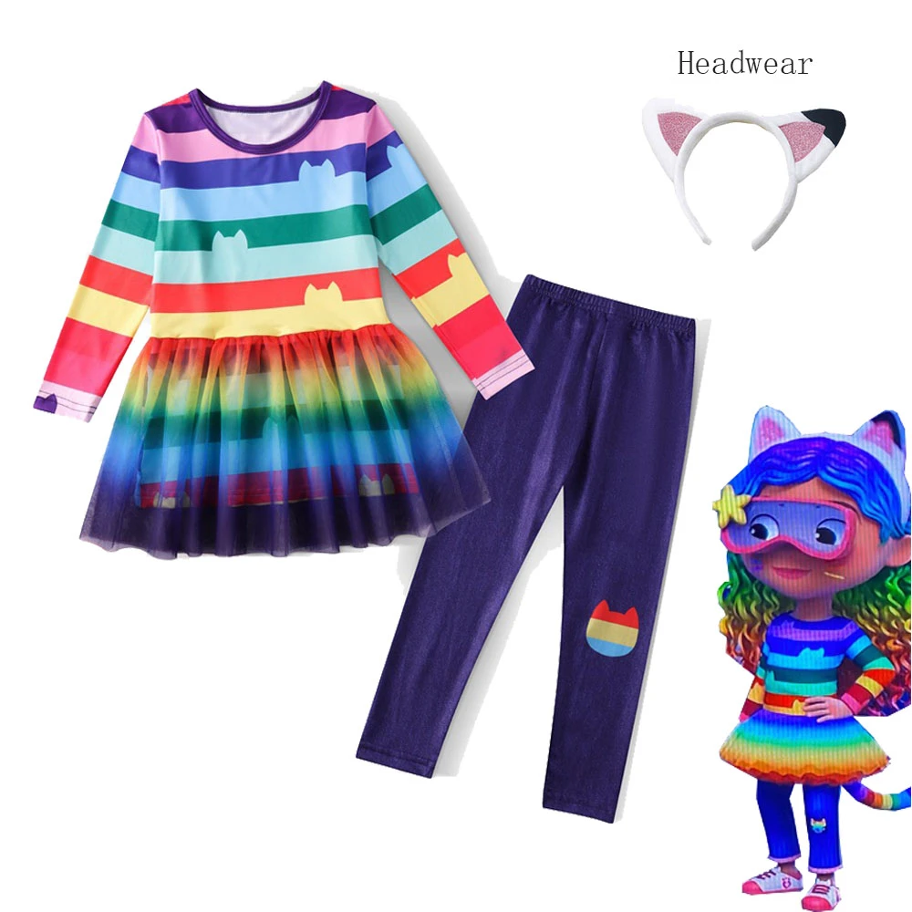 Autumn Gabby’s Dollhouse Kids Long Sleeve Pants Set Gabby Cats Cosplay Christmas Halloween Party Girls Fashion Child Clothes