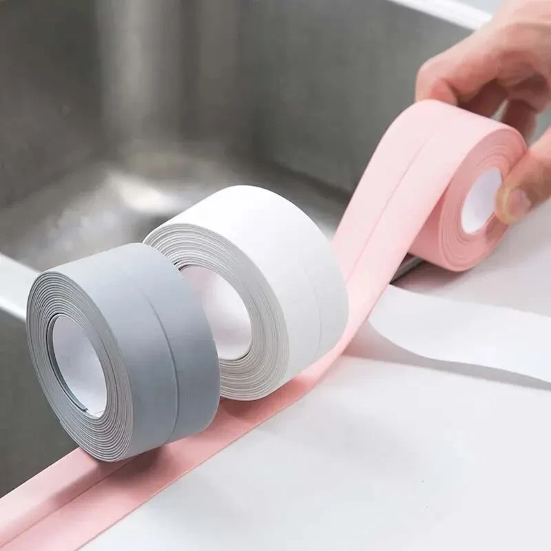 Waterproof Sealing Tape PVC Self Adhesive-Bathroom Kitchen Sink Edge Seal Strip Mold Proof Gap Filler for Countertop Wall Tub