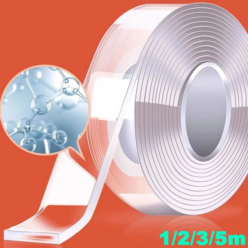5m/3m/2m/1m Nano Tape Extra Strong Double Sided Adhesive Tape Transparent No Trace Reusable Waterproof Adhesive Tape Home