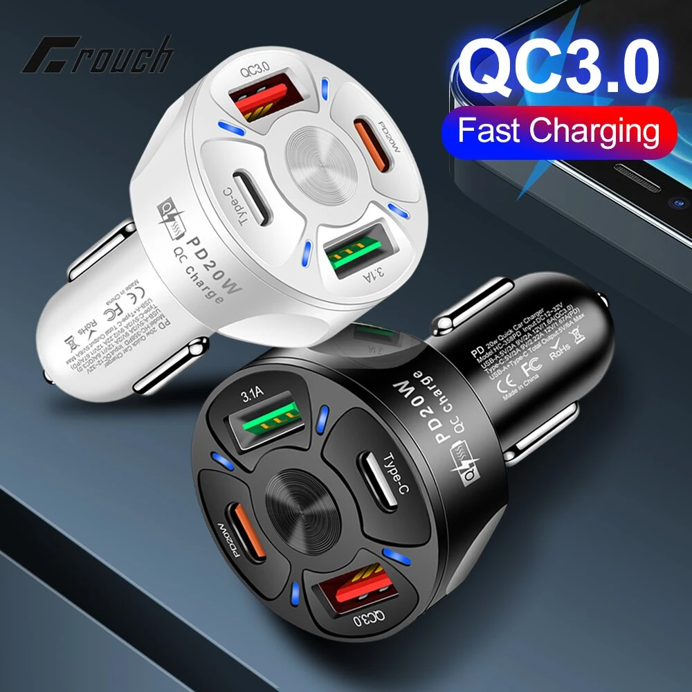 Dual USB C Car Charger Fast Charging USB PD QC3.0 Type C Fast Charger For iPhone Samsung Xiaomi Car Phone Charger Adapte