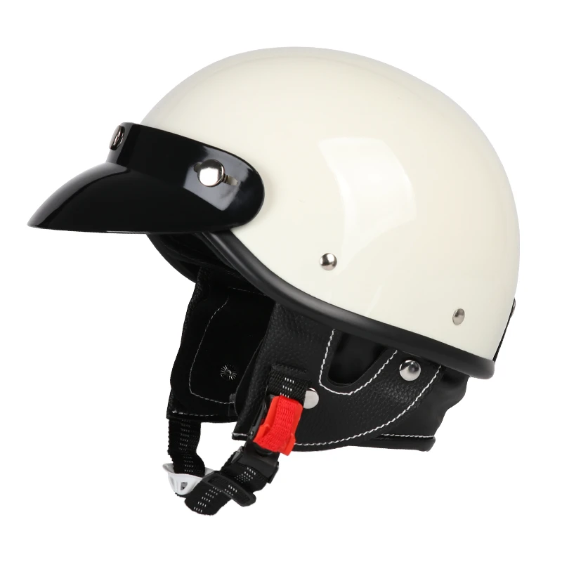 Half Face Motorcycle Helmet Vintage Motorbike Riding Helmets Men Women Unisex Scooter Summer Retro Helmet White DOT Certified