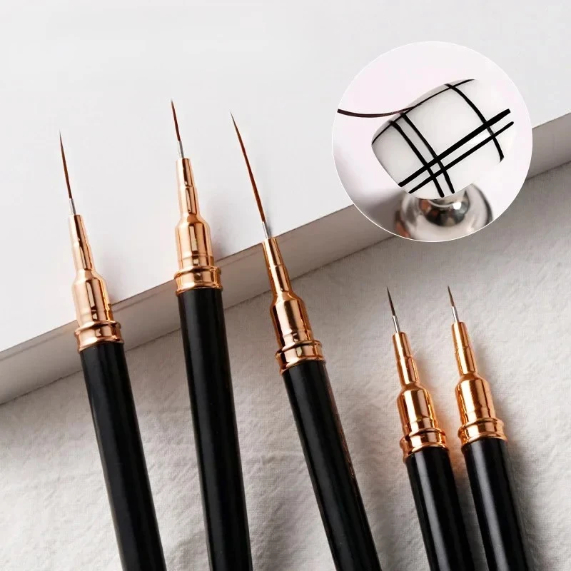 5pcs/Set Pink/Black Nail Art Liner/Painting Brushes Ultra-thin Line Drawing Tool 4/8/12/20/25mm Professional Nail Liner Pen Tool