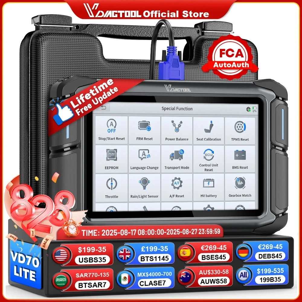 VDIAGTOOL VD70Lite Automotive scanner All System Car diagnostic 31 Resets DOIP&FCA Bidirectional Scan Key Programmer Free Update