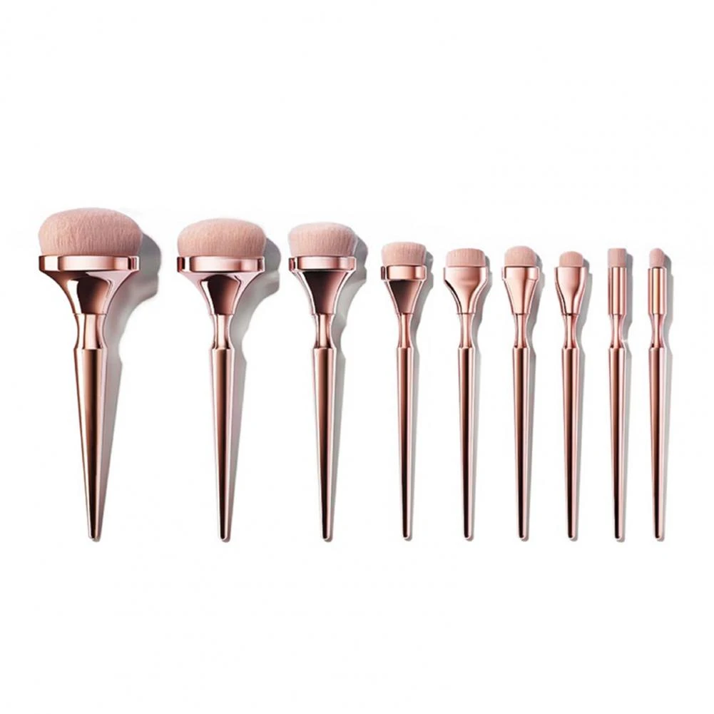 9Pcs Fancy Plastic Handgrip Beauty Brushes Professional Allergy Free Multi functional Female Makeup Brushes