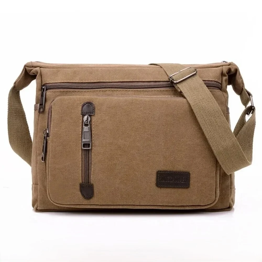 Canvas Shoulder Bag Bottle Men Women Casual Simple Fashion Retro Crossbody Cross Square Multi Layered