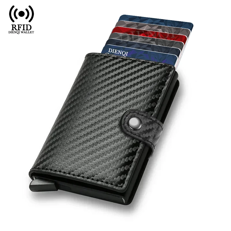 Carbon Fiber Business Card Holder Rfid Wallet Money Bag Smart Credit Visit Cardholder Metal Case Slim Minimalist Wallets for Men