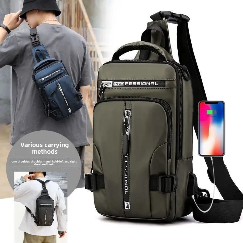 Multifunctional Men's Chest Bag with Three Ways to Carry It Single Shoulder Bag Crossbody Bag Front Chest Bag Student Bag
