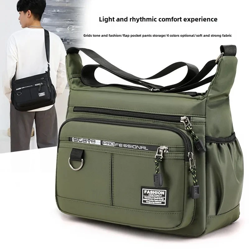 Oxford Shoulder Bag Large Capacity Men's Casual Multi-layer Pocket Fashion Single Shoulder Crossbody Luxury Messenger Bag