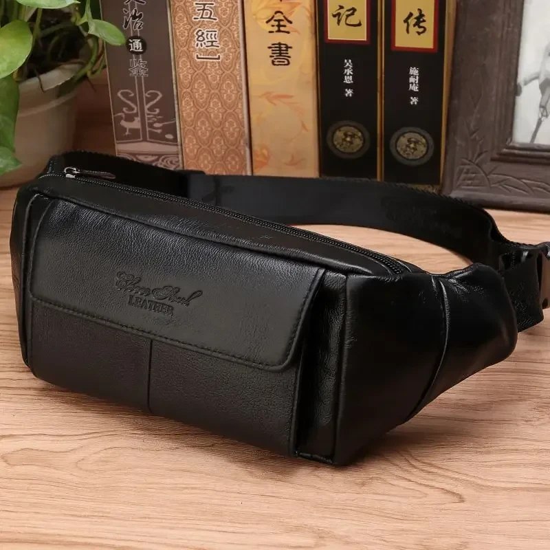 Men Waist Fanny Pack Belt Bag Genuine Leather Casual Fashion Travel Real Cowhide