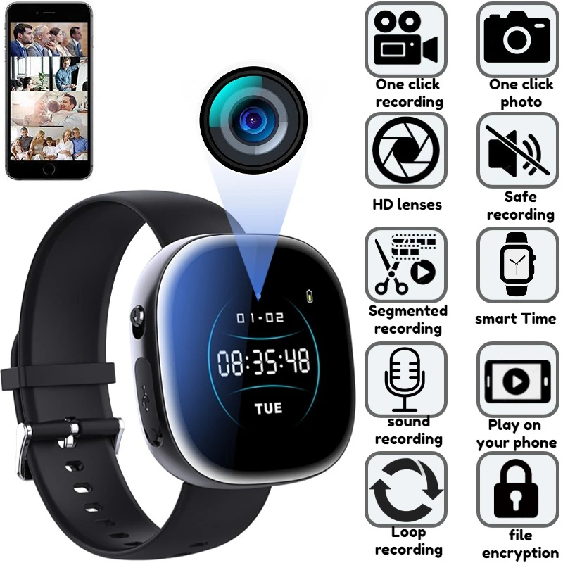 1080P HD Smart Voice Recorder Watch Cam Digital HD Noise Reduction Sports Recorder Portable Smart Bracelet Camera