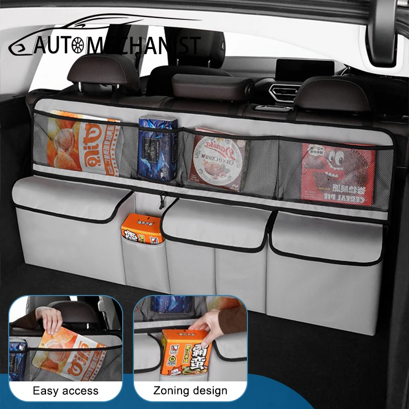 Car Trunk Storage Bag Car Seat Back Hanging Bag Multi Functional Storage Mesh Bag Car Interior Storage Items Oxford Cloth