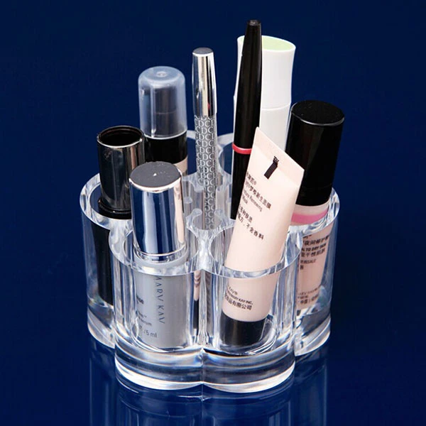 Lip Gloss Lipstick Acrylic Makeup Organizer Rack Round Jewelry Stand Clear Storage Box for Nail Polish Brushes Necklace Ring