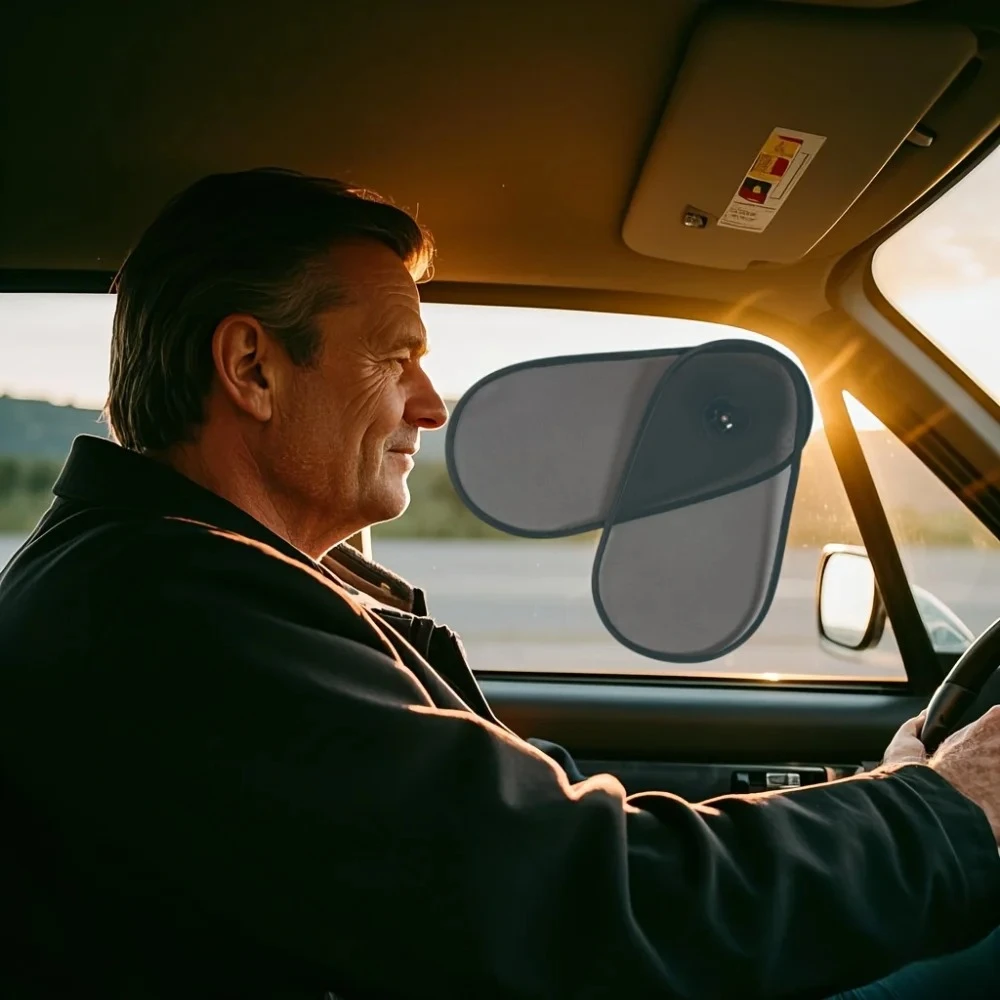 Rotatable Car Side Window Sunshade Mesh Suction Cup Type Folding Car Sunshade Adjustable Protect Universal Black Sun Visors New