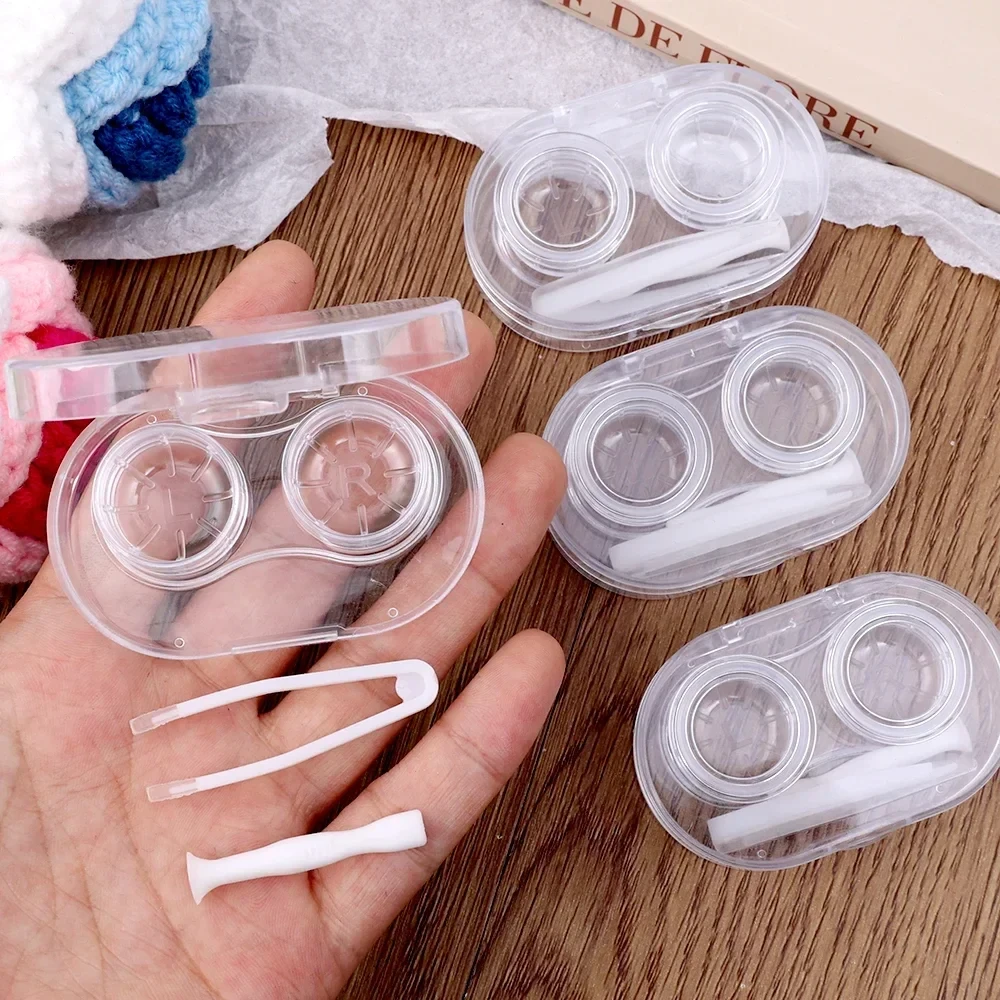 1/5pcs Contact Lens Cases Transparent Love Bow Contact Lens Case Girl Portable Beauty Pupil Box Storage Eye Care Container Boxes