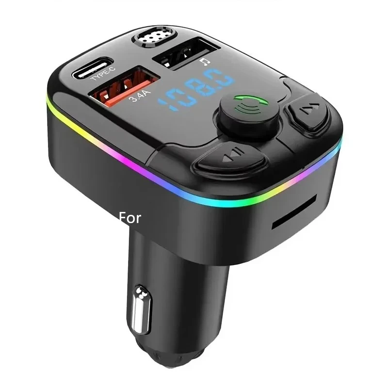 Digital Display Car MP3 Player with Hands-free Fast Charging Car Cigarette Lighter Adapter Type C USB Port For iPhone Samsung