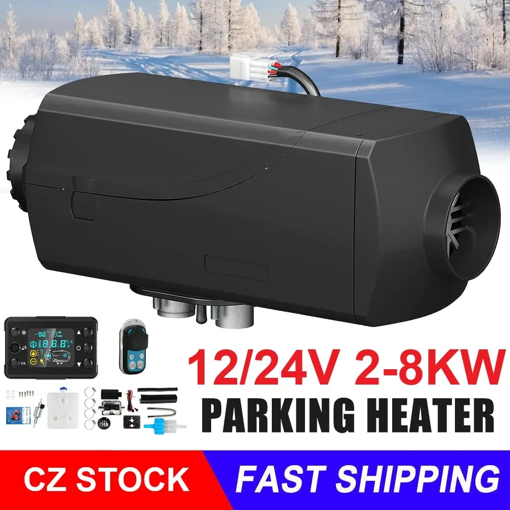 12V 5KW Diesel Air Heater 5000W 24V Portable Parking Heater Saving Fuel&Efficient with Digital Monitor for Trucks Boat Van Car