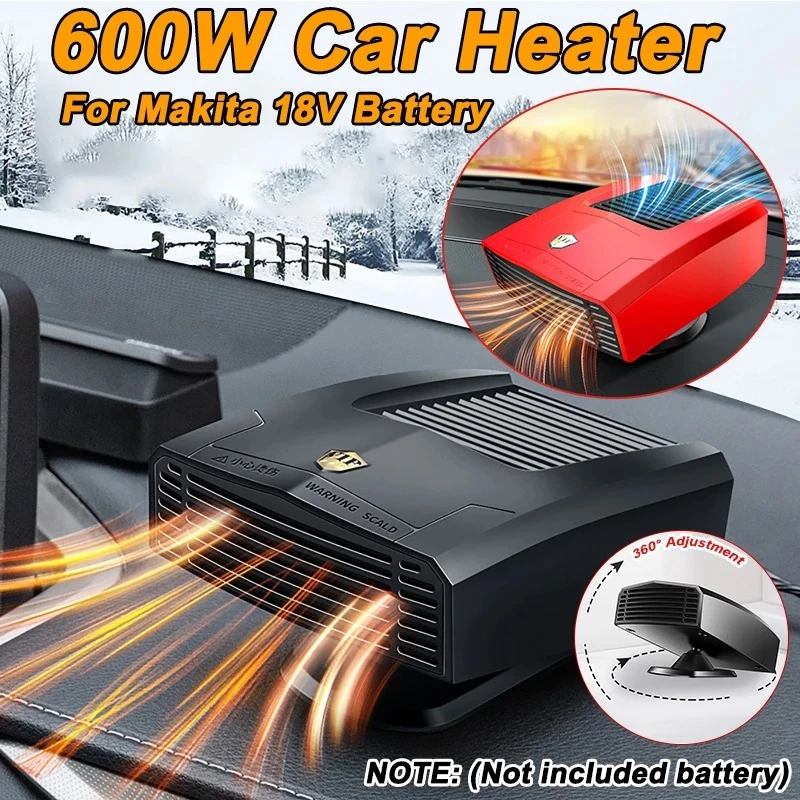600W Car Electric Heater Winter Defroster for Makita 18V battery Cable-free Heating & Fan with 2USB Ports for Mobile Charging