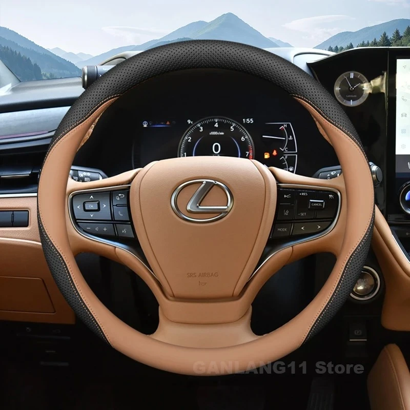 Leather Car Steering Wheel Cover For LEXUS RX NX UX ES TX LX600 LM GX LS TXL VX Series Auto Steering Wheel LEXUS RX Accessories