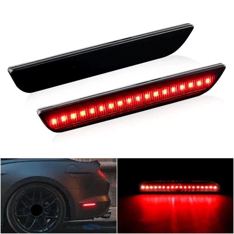 New Marker Brake Stop Light 2PCS Rear Bumper Red LED Side for 2010-2014 Ford Mustang Base GT Shelby GT500 302AR3Z15A201D