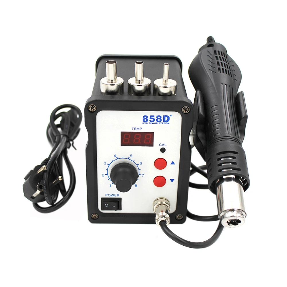 858D Rework Solder Station LED Digital Hot Air Heat Gun ESD Soldering Desoldering Station 700W Computer Phone Ultra-fast Heating