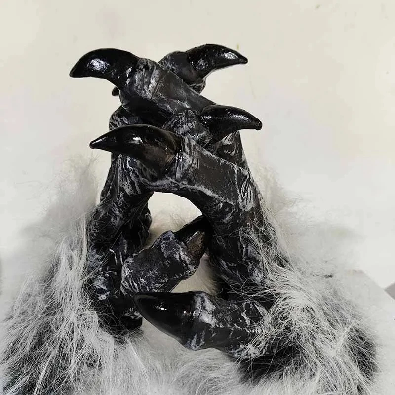 Halloween Party Wolf Gloves Plush Latex Werewolf Costume Fingernails Adult Hands Paws Claw for Props Cosplay Party Easter Gloves