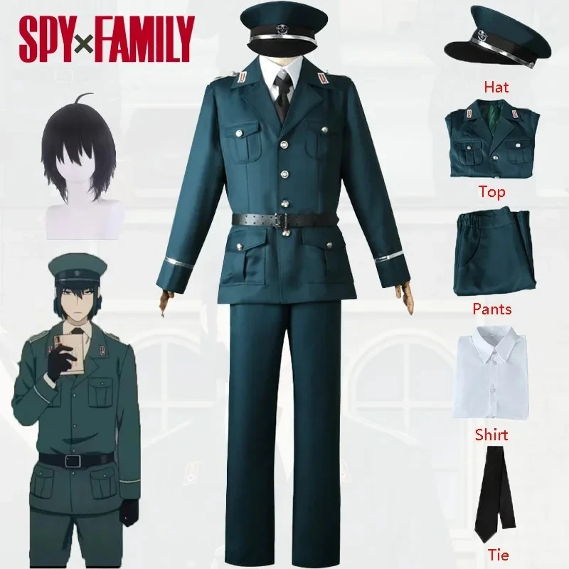 Spy X Family Yuri Briar Cosplay Costume Uniform Green Military Suit Halloween Party Role Play Outfit for Adult Men Comic Con Set