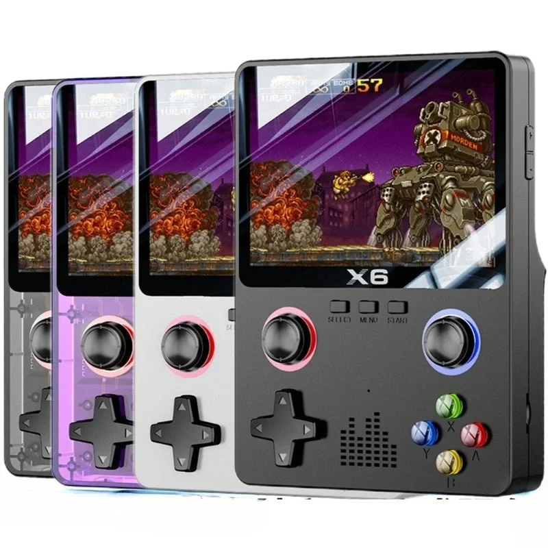 X6 3.5Inch IPS Screen Portable Handheld Game Player Dual Joystick Support 11 Simulators GBA Video Game Console for Kids Gifts