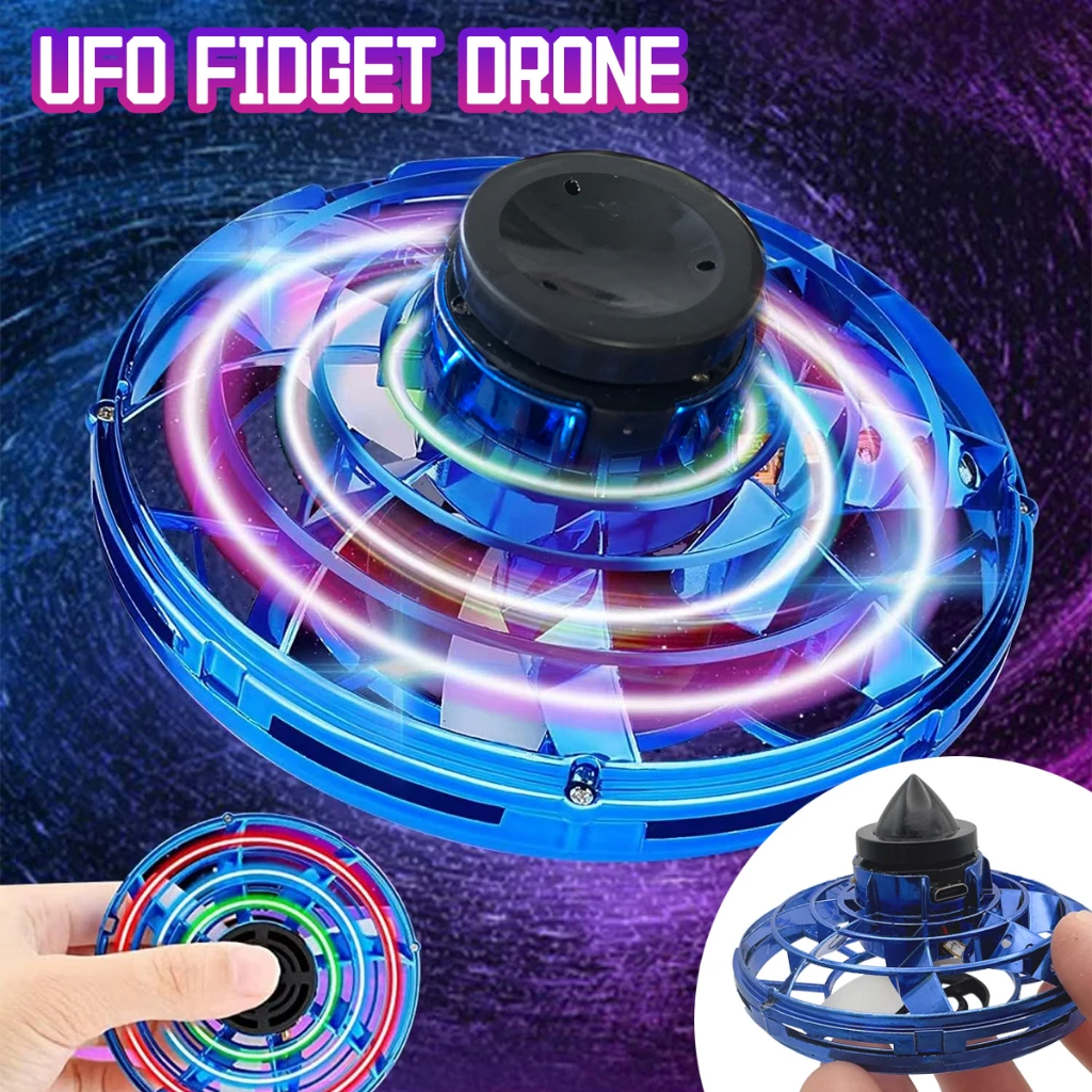 LED Flying UFO Spinner Fingertip, Upgrade Flight Helicopter Gyro Flyorb Hover Ball, Mini Drone Aircraft Toy, Christmas Gift